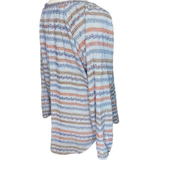 Roberta Roller‎ Rabbit V Neck Striped Floral Long Sleeve Cotton Top Size Small - Picture 9 of 12